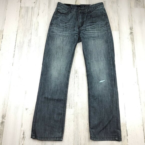 GS115 Bleeker Slim Fit Jeans Distressed Modern Casual Heavy Denim Size 14 EUC - Picture 1 of 10